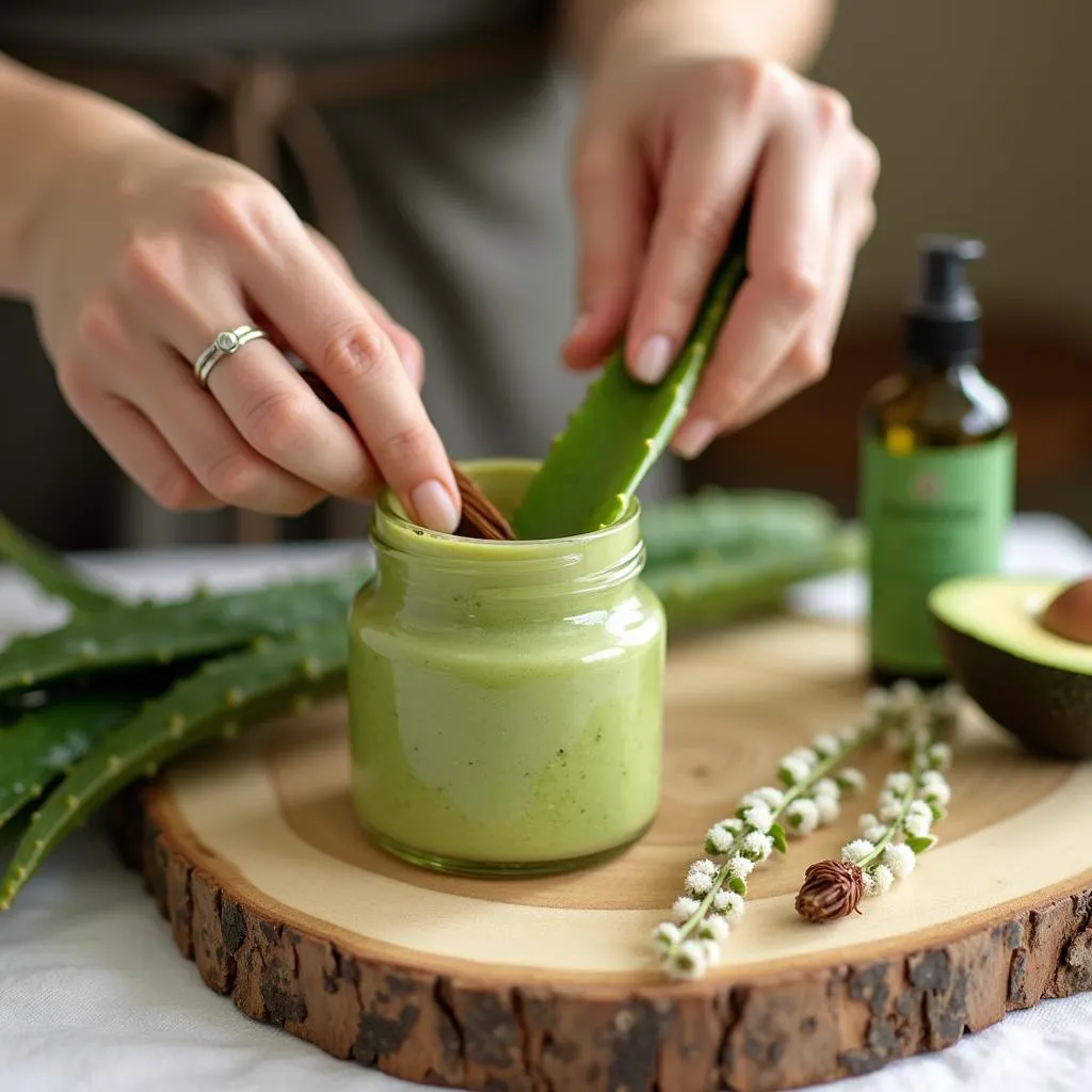 Woman receiving a green trends hair spa treatment