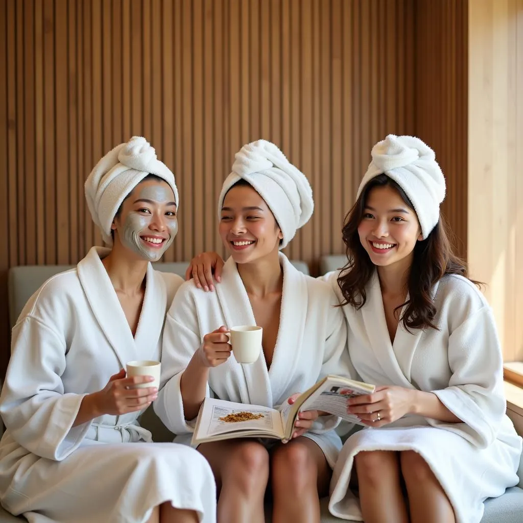 Group of Friends Enjoying Korean Spa Treatments