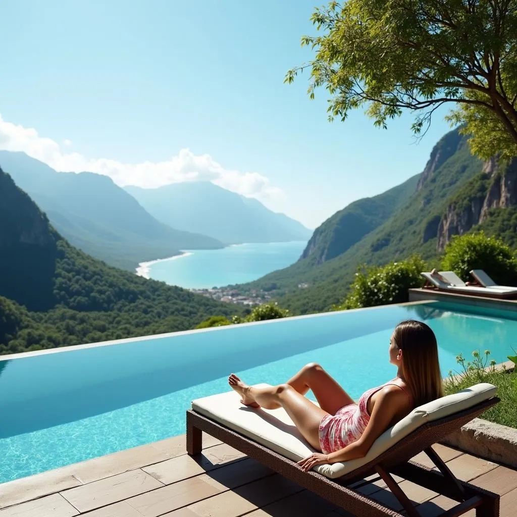 Guest Relaxing by Infinity Pool