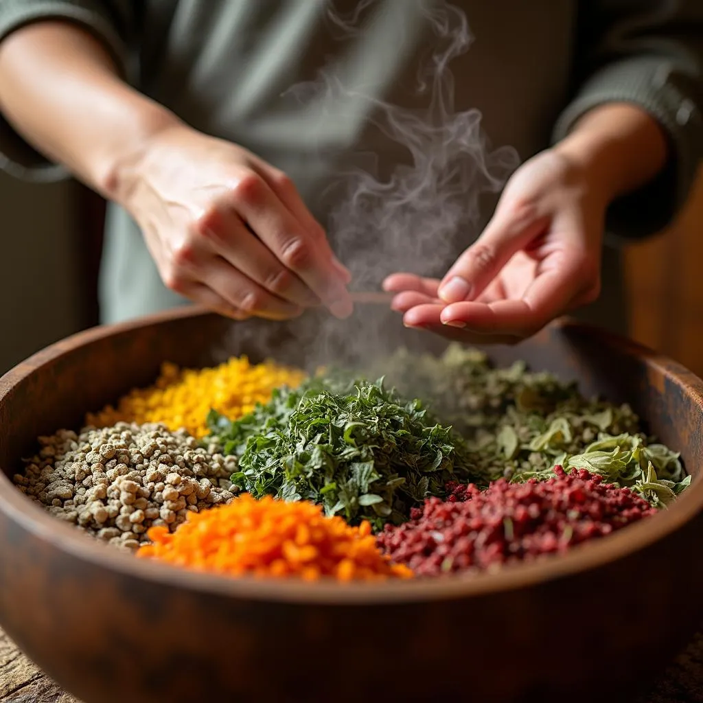 Preparing a Himalayan herbal bath