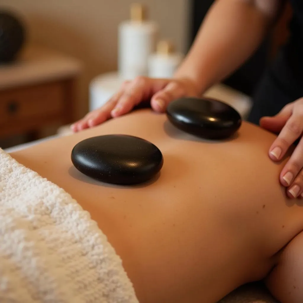 Hot stone massage at spa on 1180 Belt