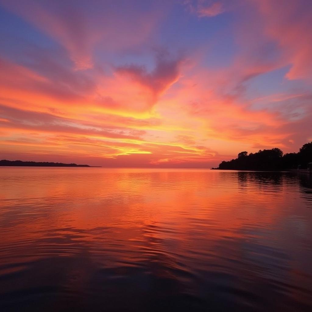 Spectacular sunset view over Jimbaran Bay