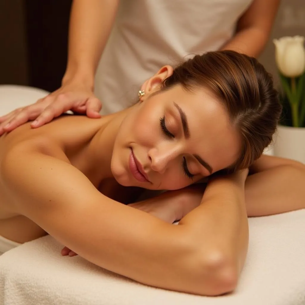 Woman enjoying a relaxing massage at Joy's Spa