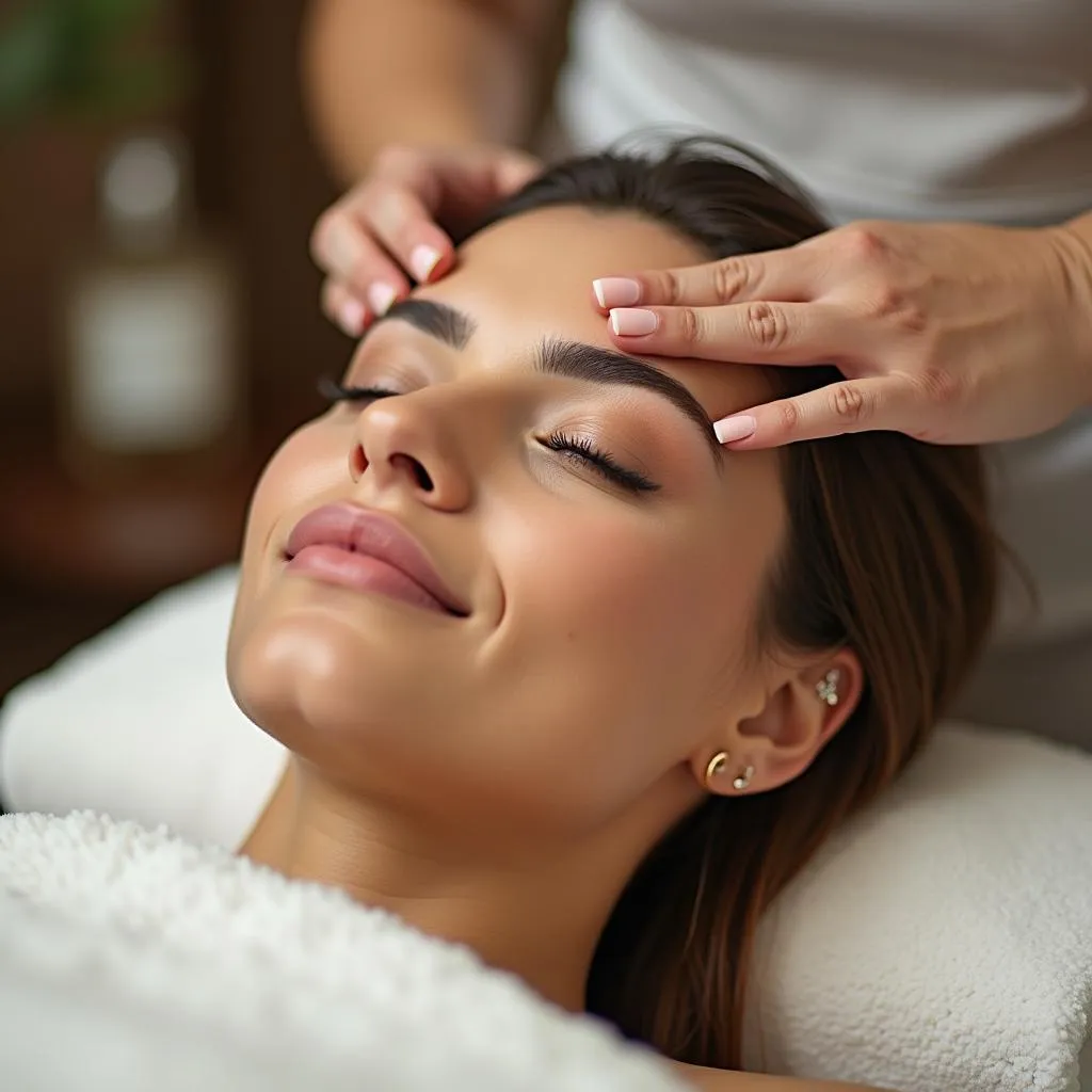 Close-up of a woman receiving a facial treatment at JW Marriott Guanacaste Spa