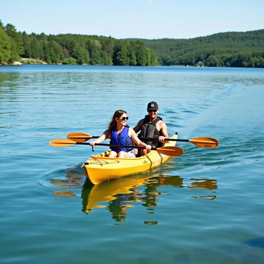 Couple Kayaking on Lake Opechee