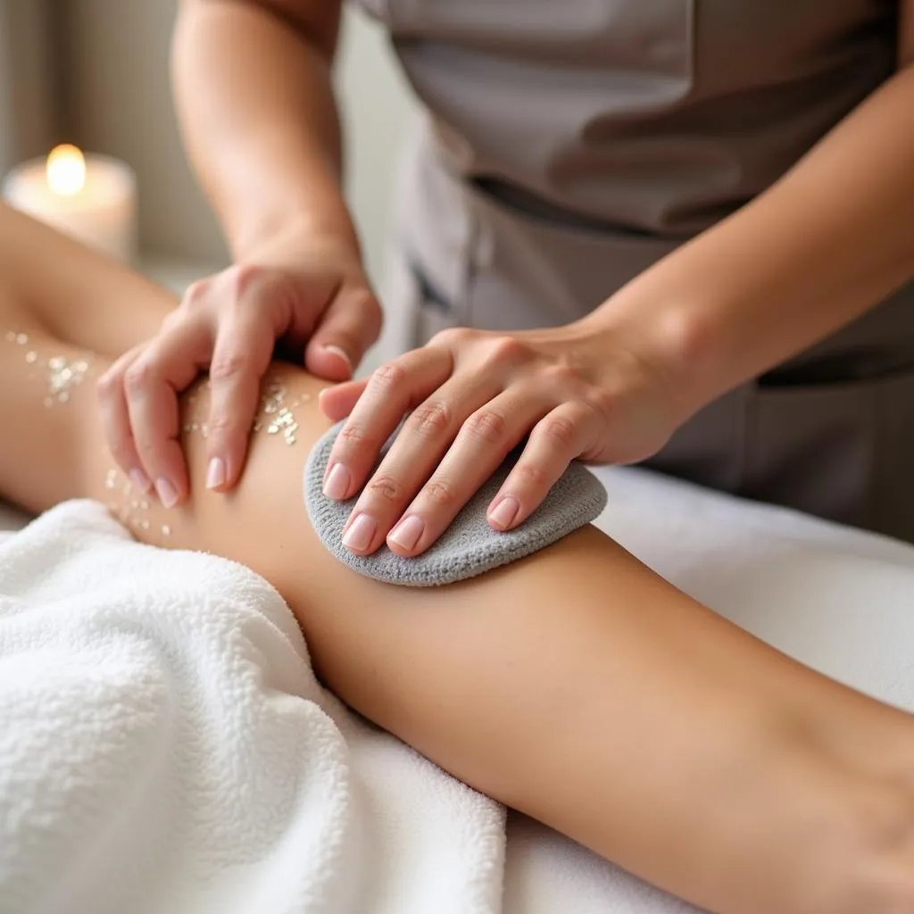 Therapist Performing Korean Body Scrub