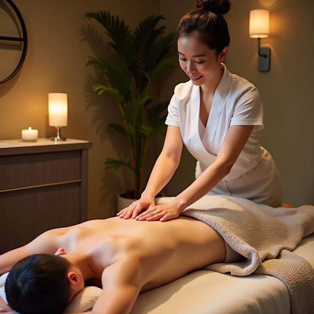 A skilled therapist performing a Korean massage at Amida Spa Chelsea