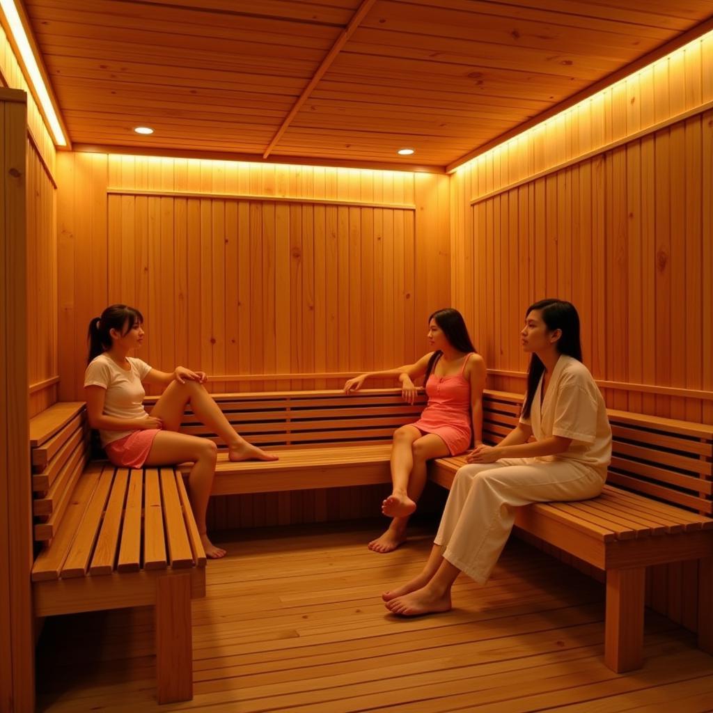 Relaxing in a Korean Spa Sauna Room