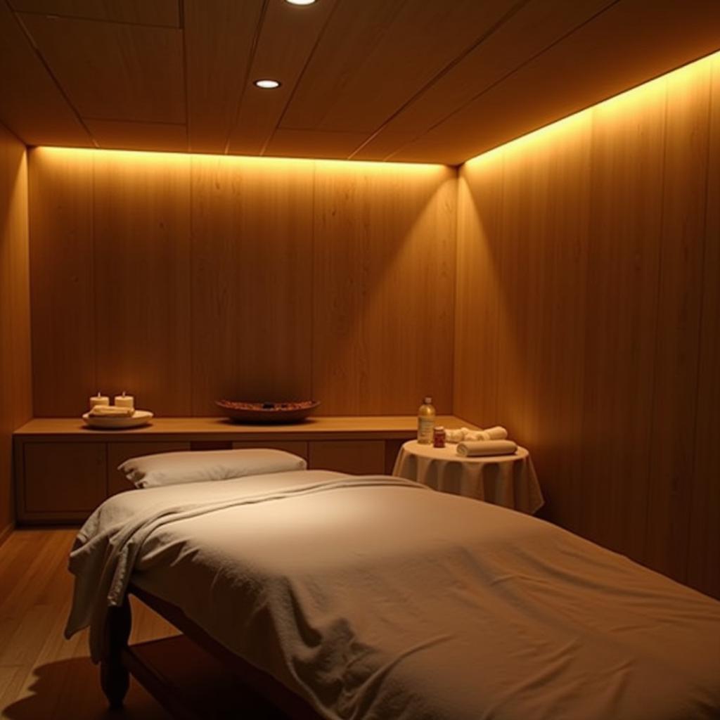 Serene treatment room at the Korean spa on 22 Havelock Road, featuring soft lighting, natural elements, and a calming atmosphere.