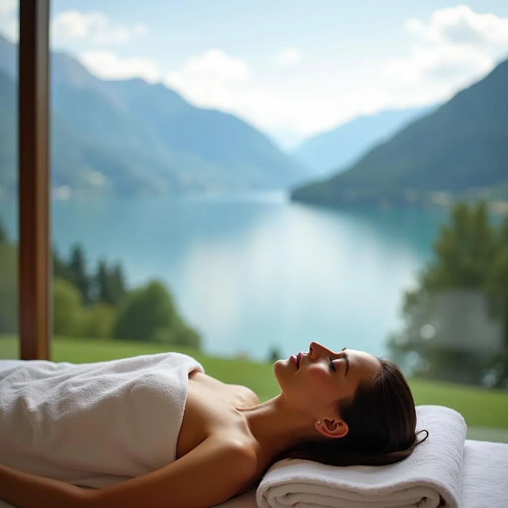 Spa treatment with a view of Lake Geneva