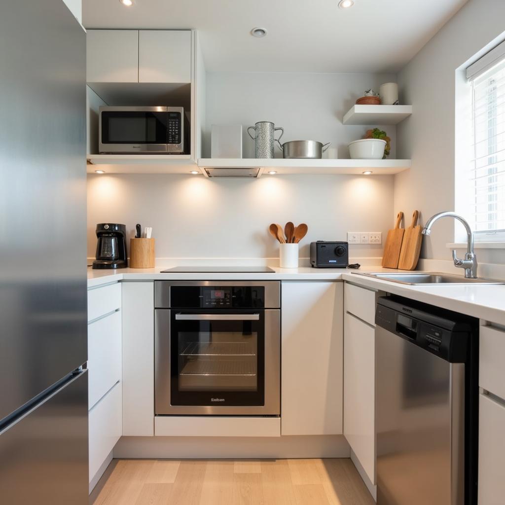 Modern kitchen in a Leamington Spa serviced apartment