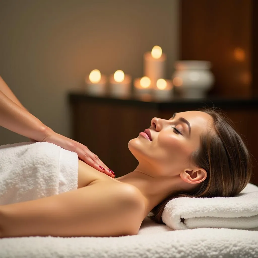 Woman enjoying a luxurious spa treatment at Contour Island Resort.