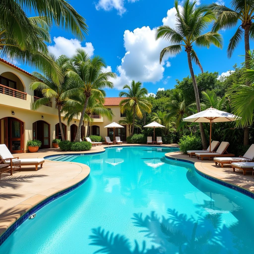 Relaxing by the pool at Maritim Crystal Beach Resort