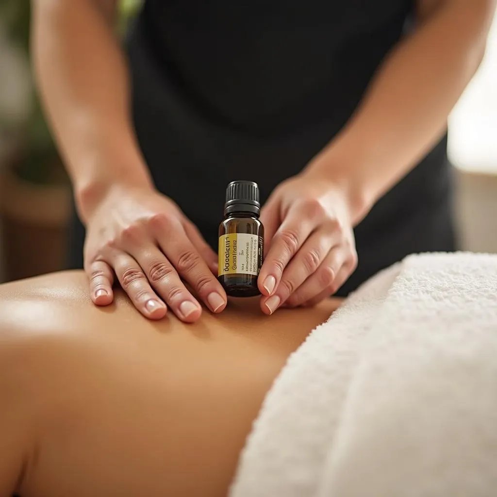 Massage Therapist Applying Essential Oils