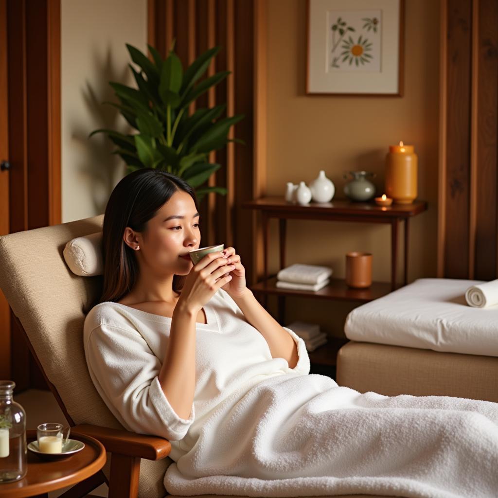 Relaxing in a spa after a treatment