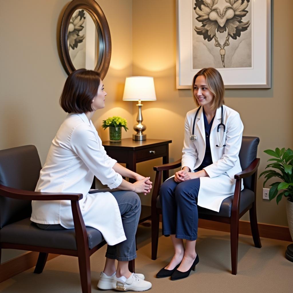 Doctor consulting with a patient in a medical spa