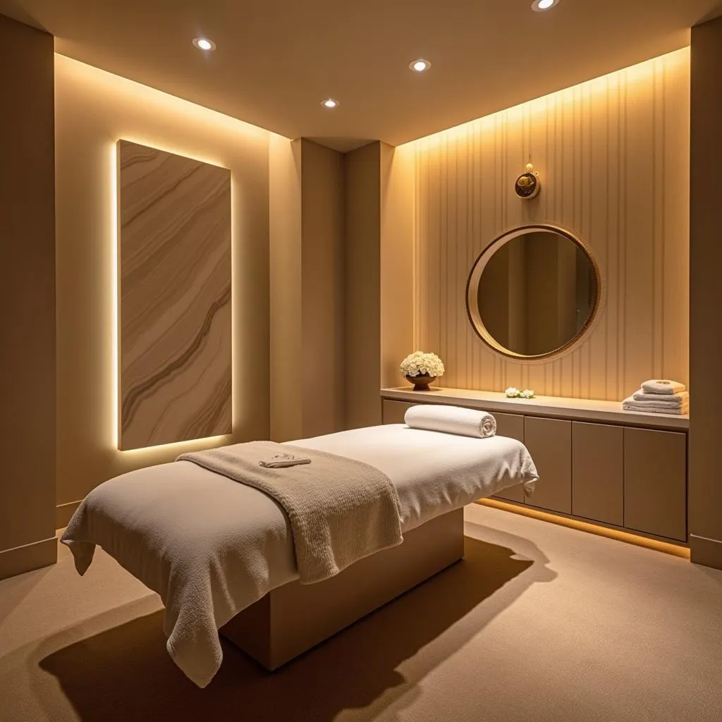 Serene treatment room at Meghavi Spa