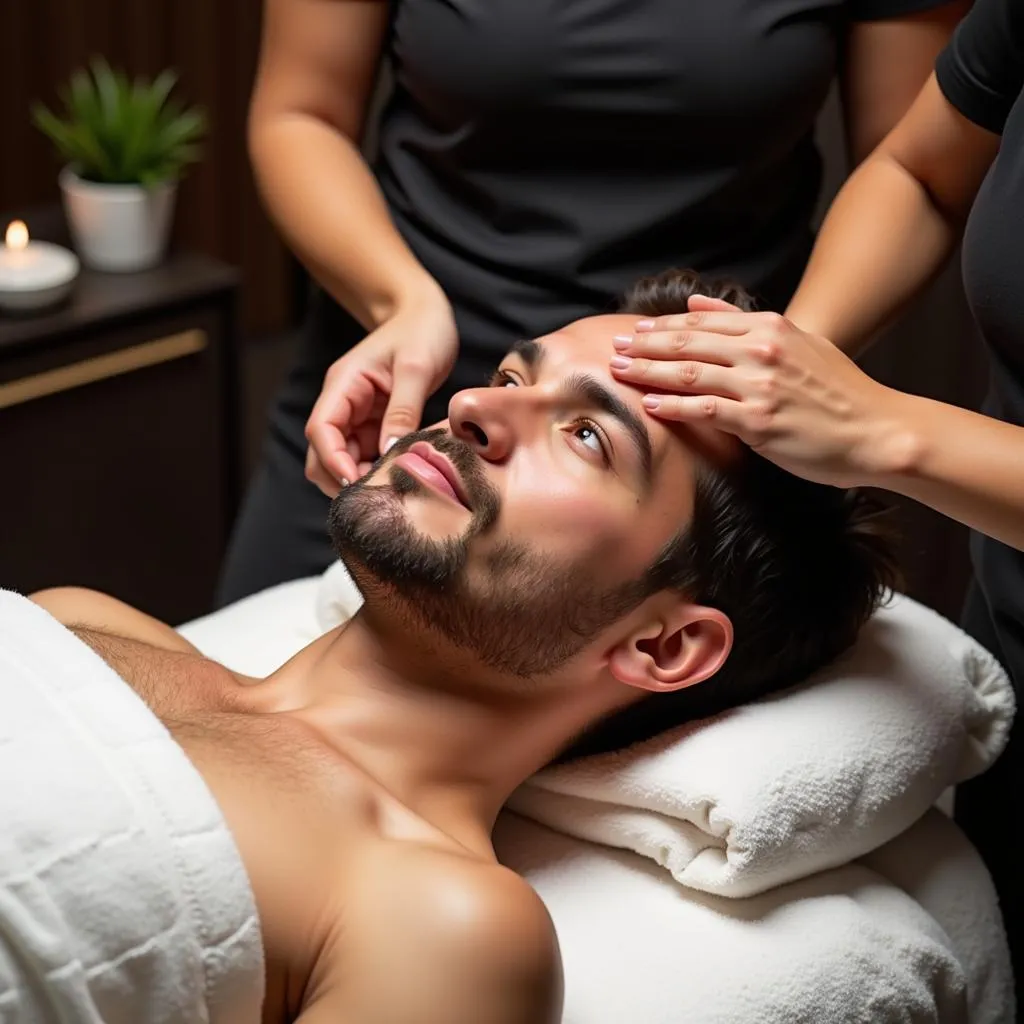 Men experiencing the benefits of a facial treatment