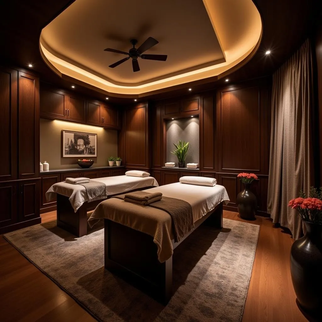 Relaxing spa treatment room designed for men