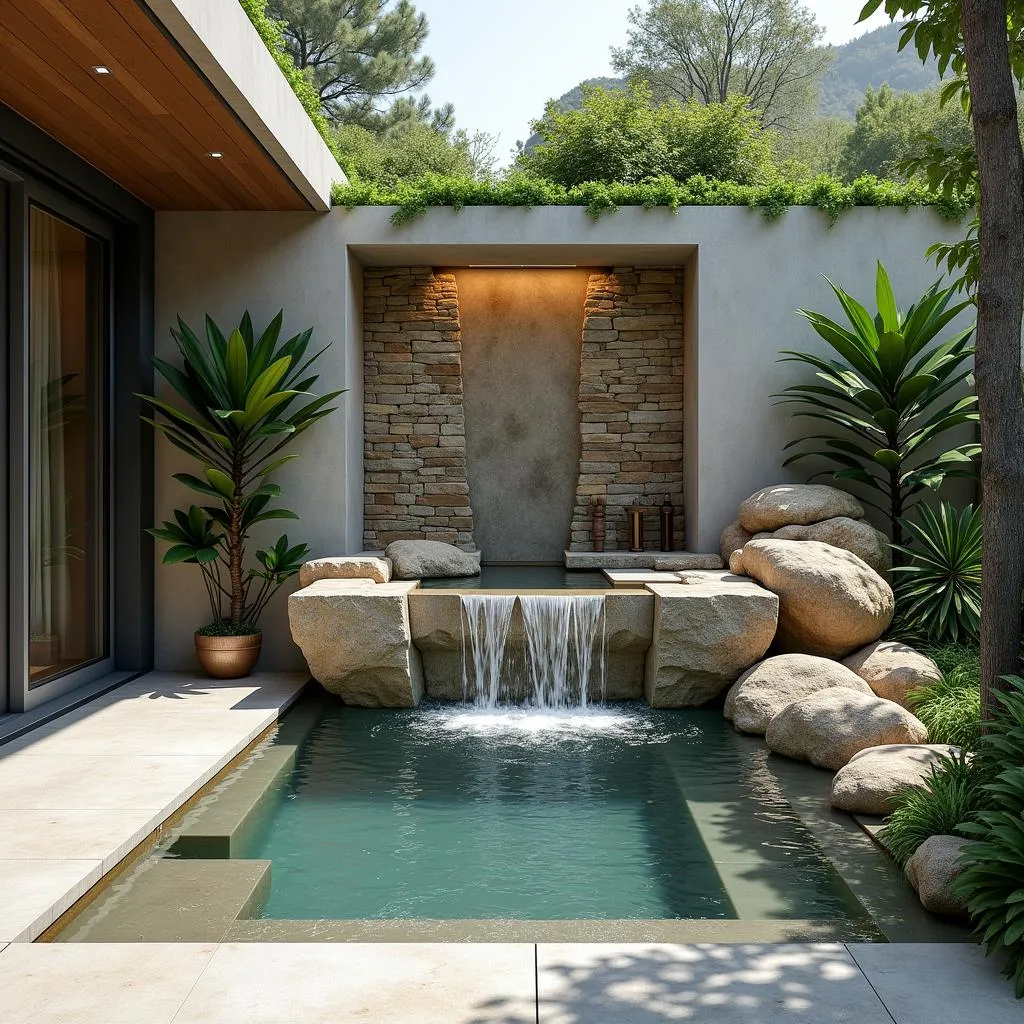 Modern Spa with Waterfall