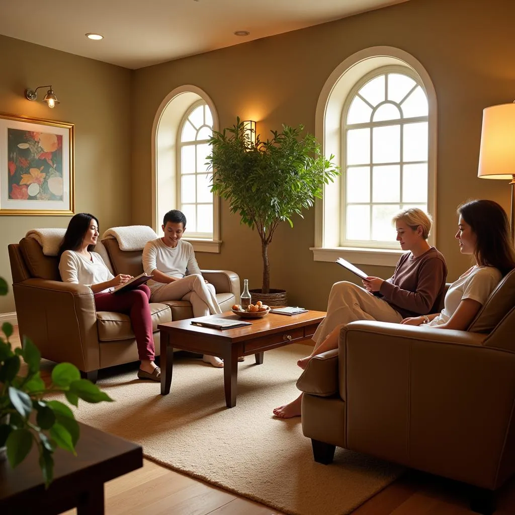 Tranquil relaxation area at Mysha Spa