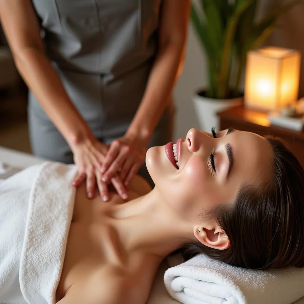 A relaxed customer enjoying a treatment at O2 Spa