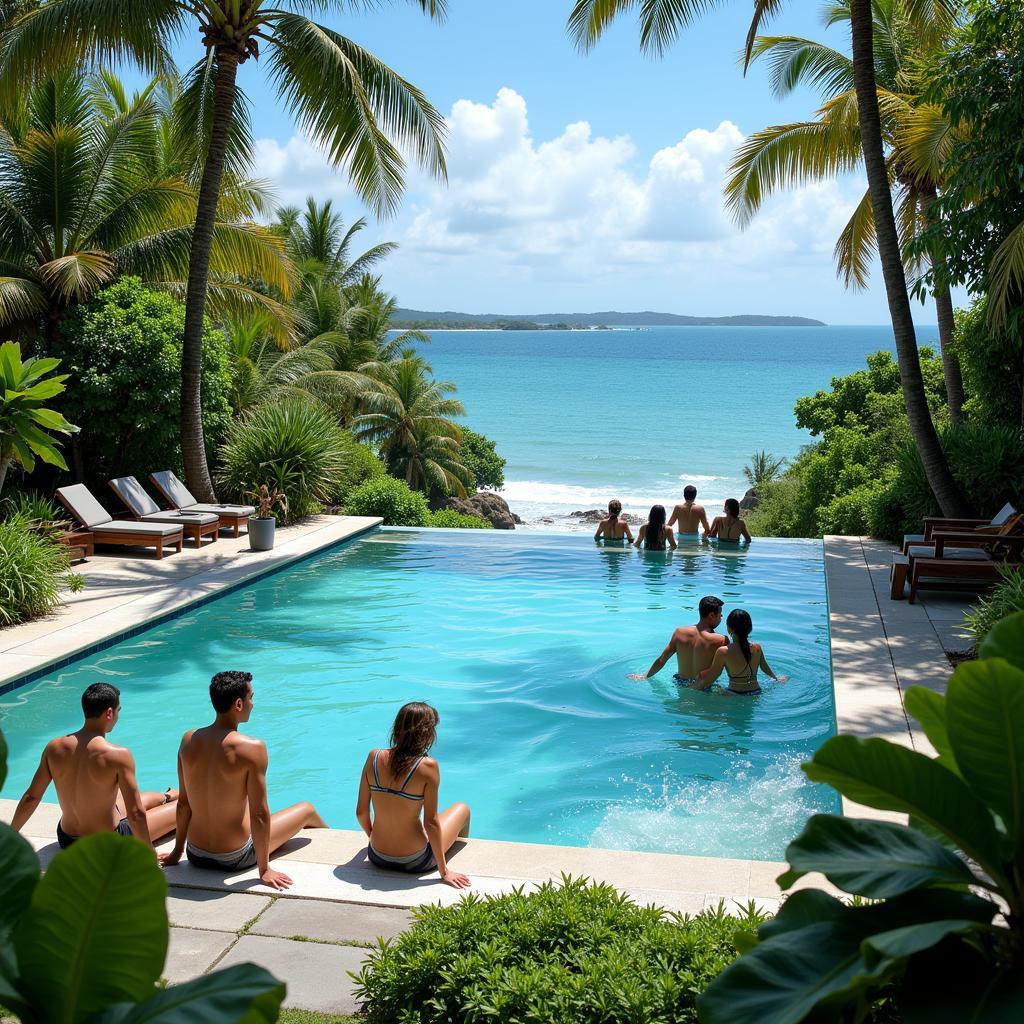 Guests relaxing in the seawater pool at Occidental Estepona Thalasso Spa