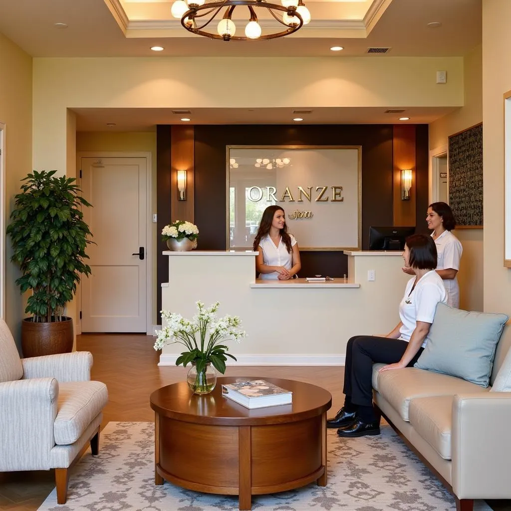 Welcoming reception area at Oranze Spa