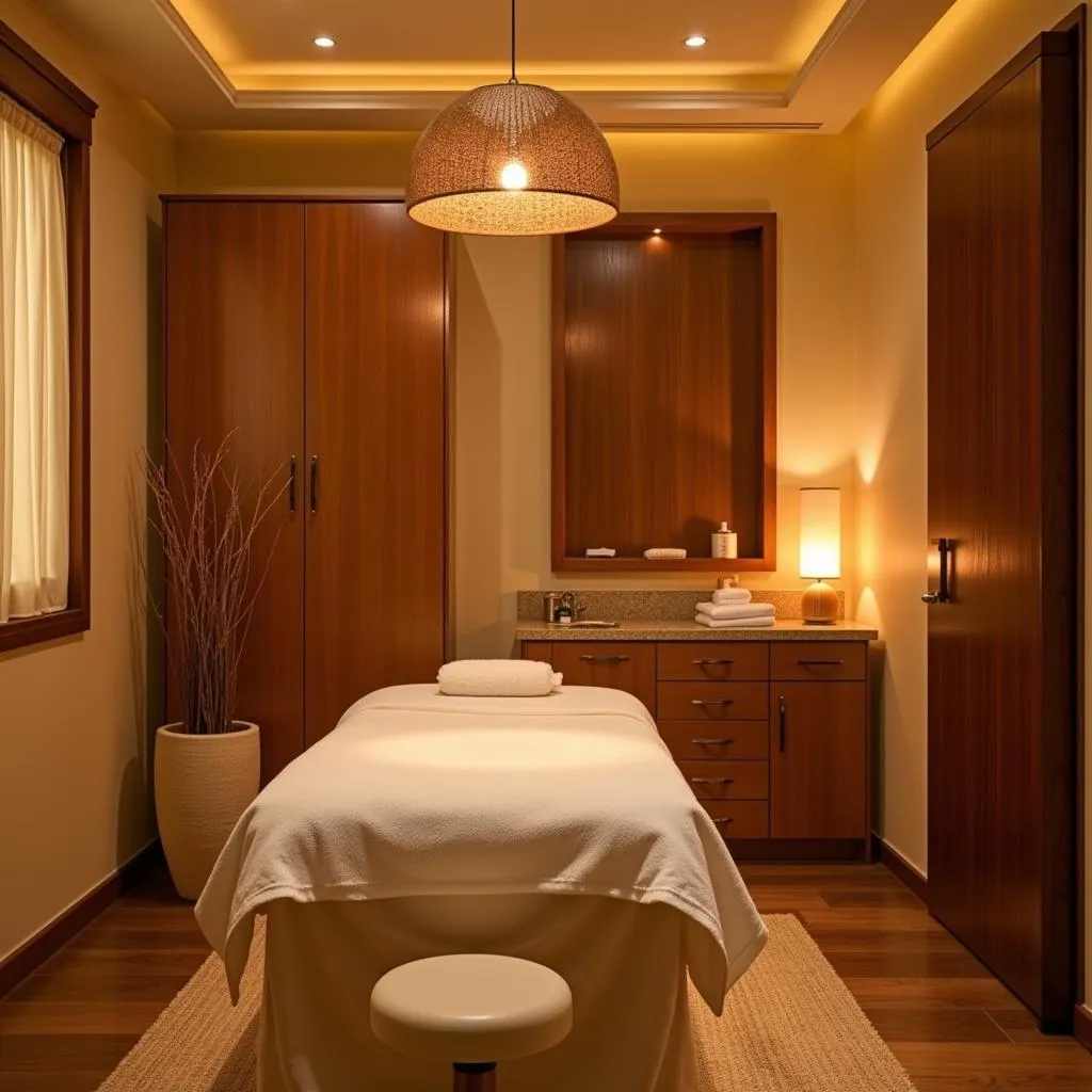 Serene spa treatment room in Paharganj