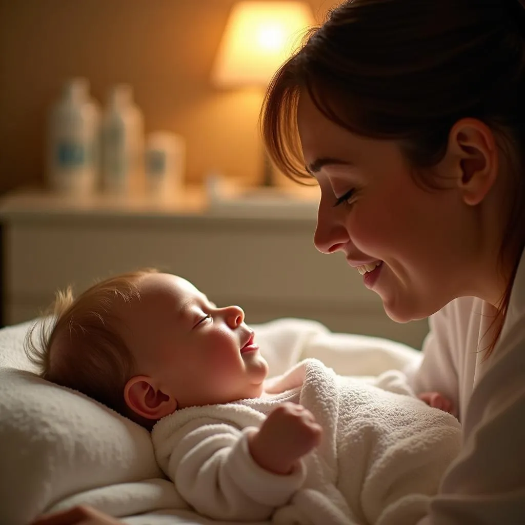 Parent and Baby Sharing a Tender Moment in a Baby Spa