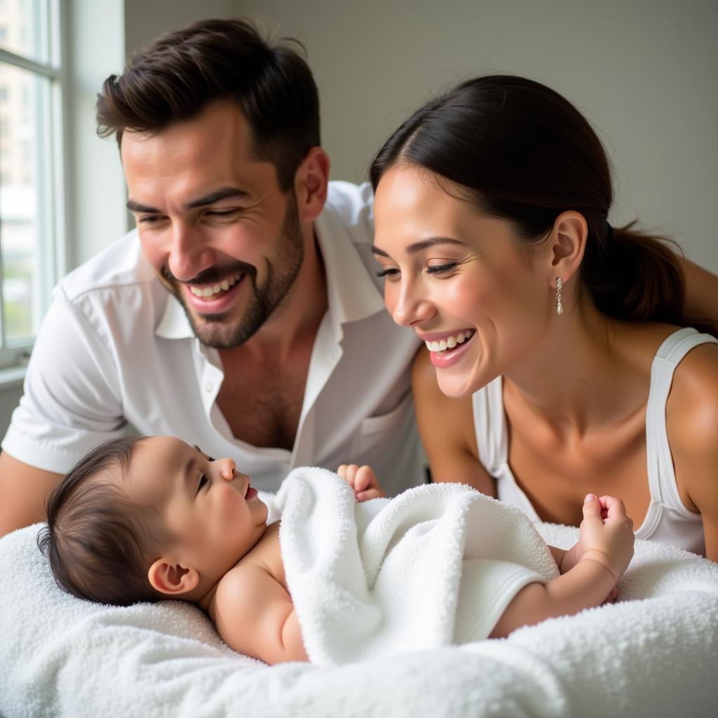 Parents with baby at a Miami spa