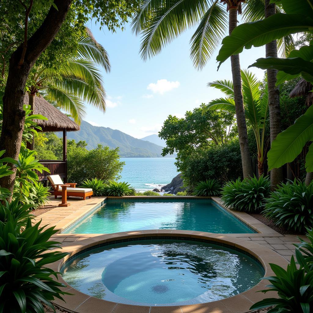 Serene Outdoor Polynesian Spa Setting