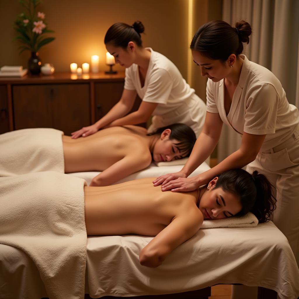 Couple enjoying a relaxing massage at a Pondicherry spa hotel