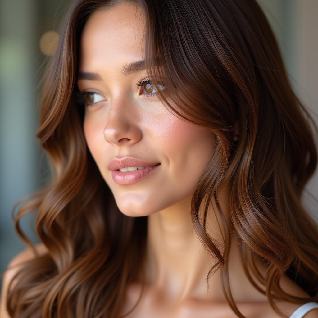 Woman with radiant hair after a hair spa treatment