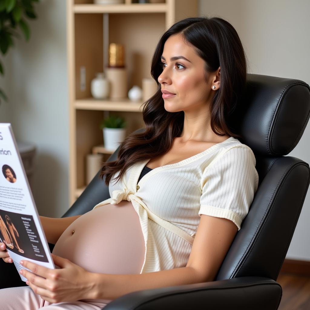 Pregnant Woman Considering Hair Spa Treatment