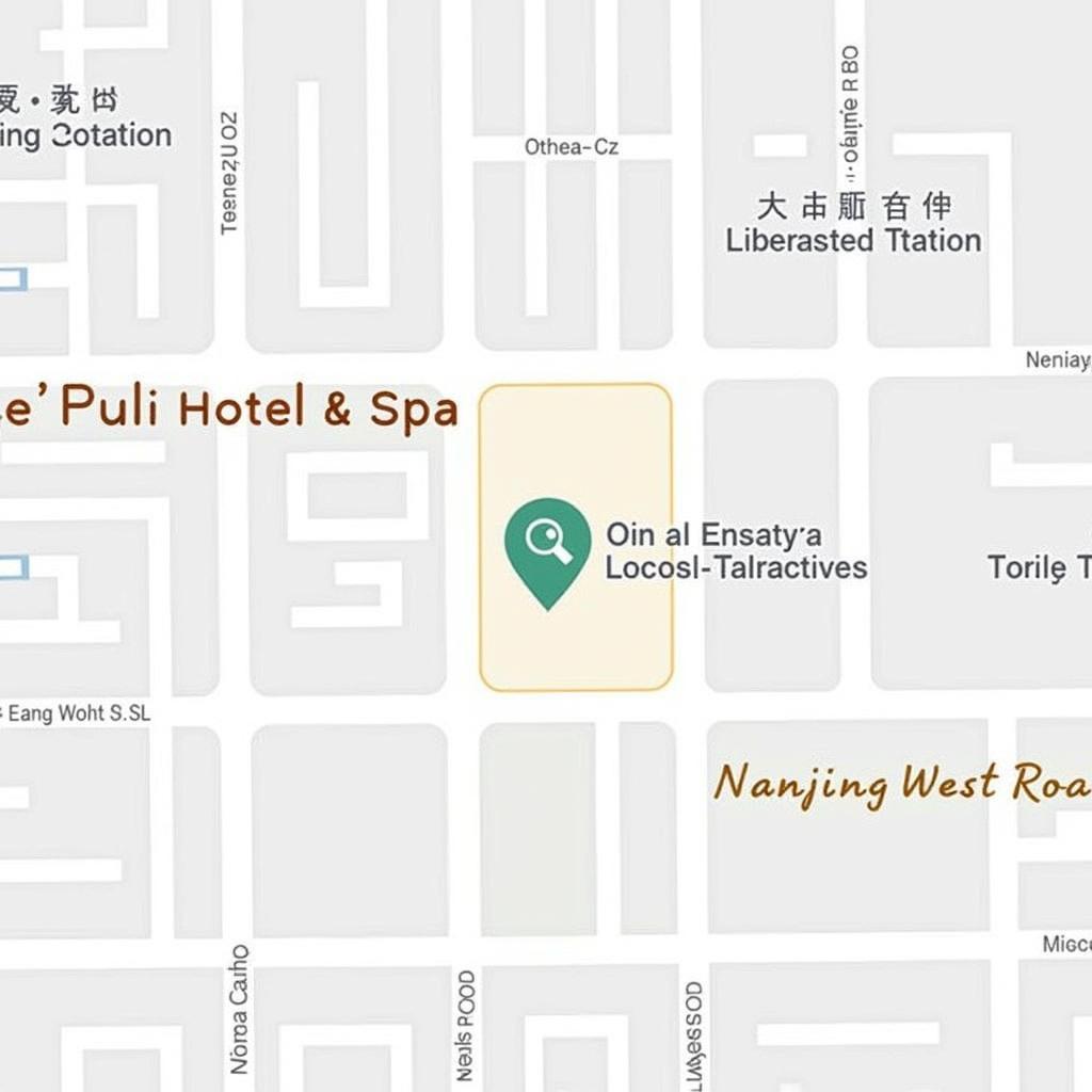 Puli Hotel & Spa location map in Shanghai, China, showing proximity to Jing'an Temple Station and Nanjing West Road.