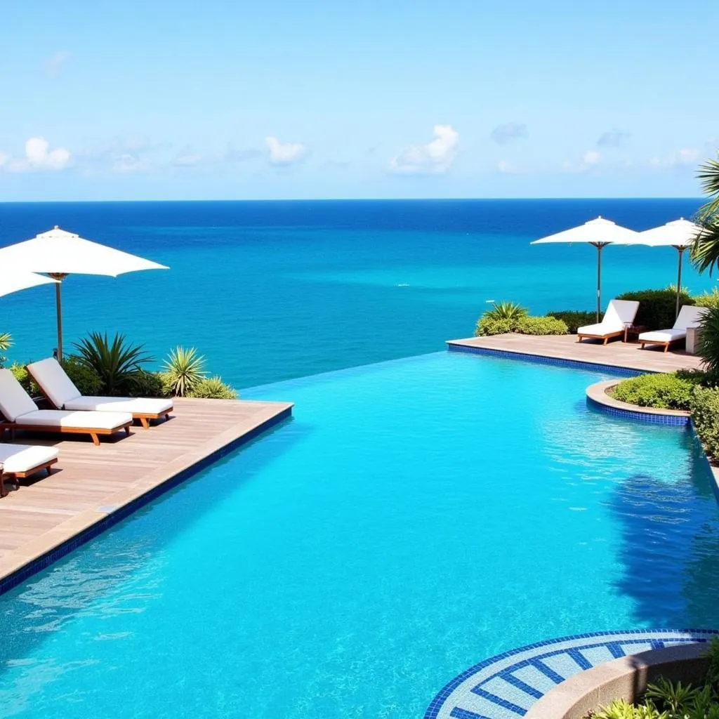 Relaxing by the infinity pool at Radisson Blu with breathtaking ocean views