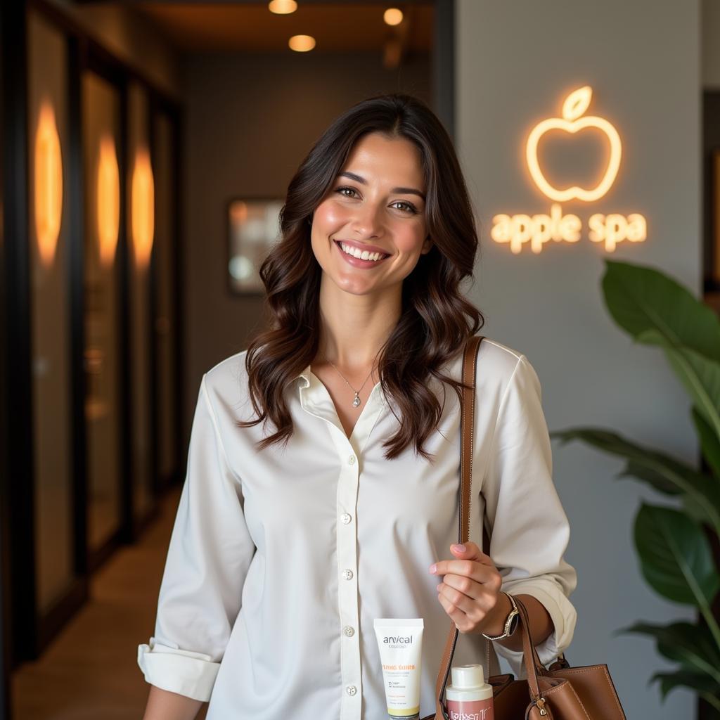 Relaxed Woman Leaving Pune Apple Spa