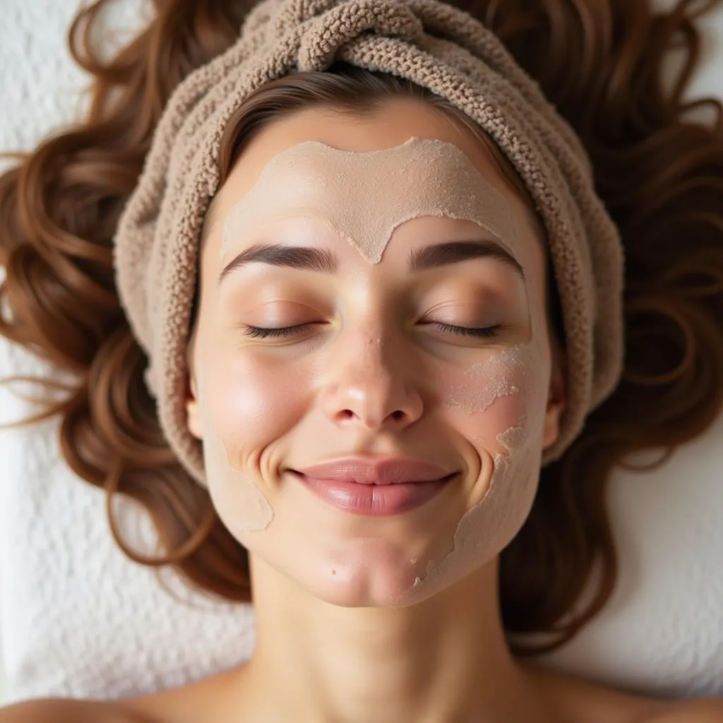 Woman getting a relaxing hair spa treatment