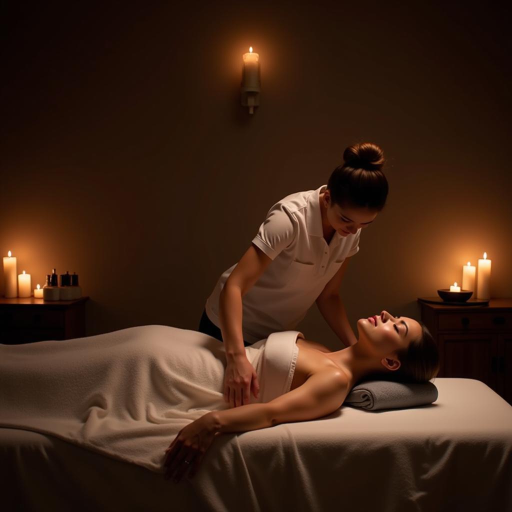 Woman Enjoying a Relaxing Massage at a Day Spa