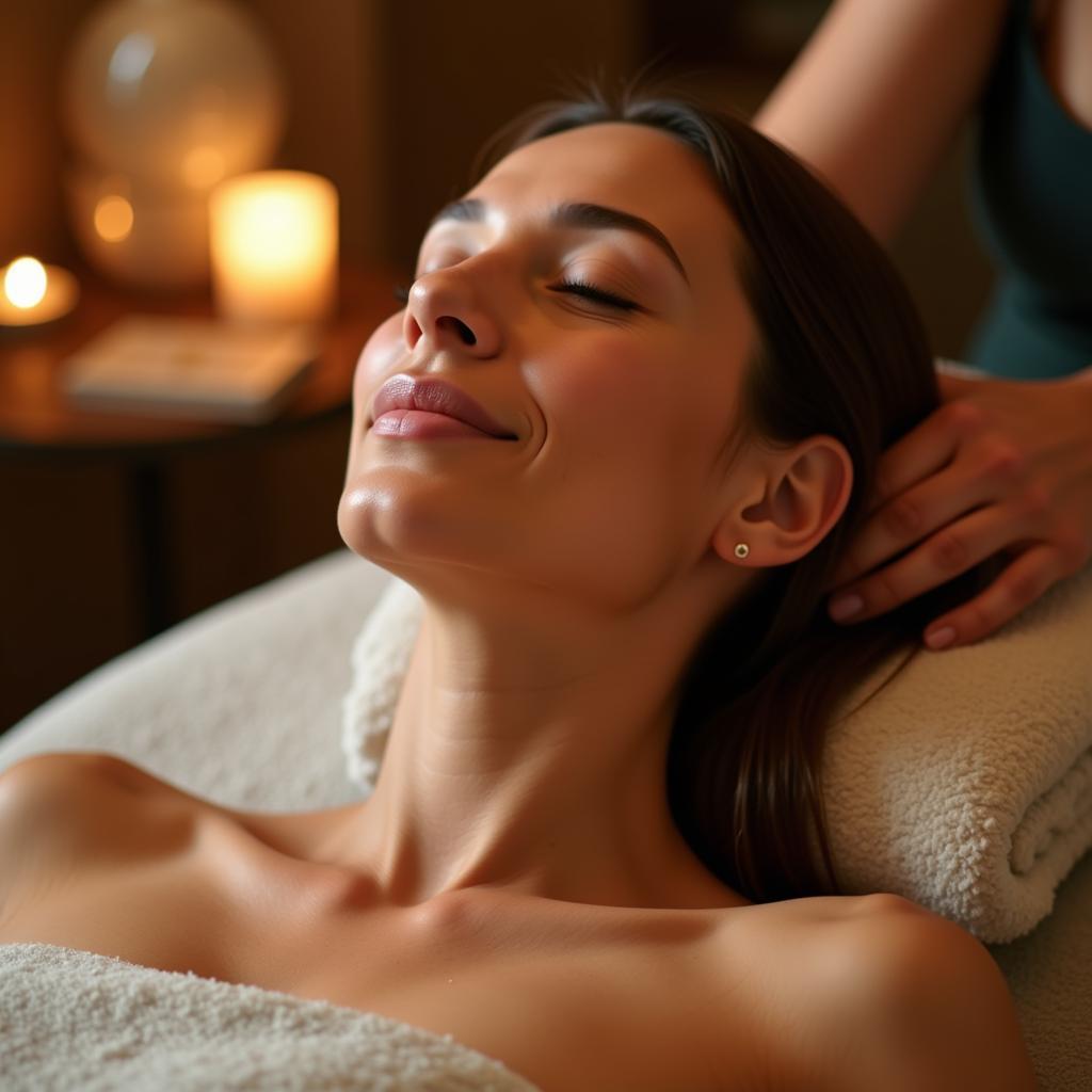 Woman enjoying a relaxing massage treatment at Alisha Body Spa