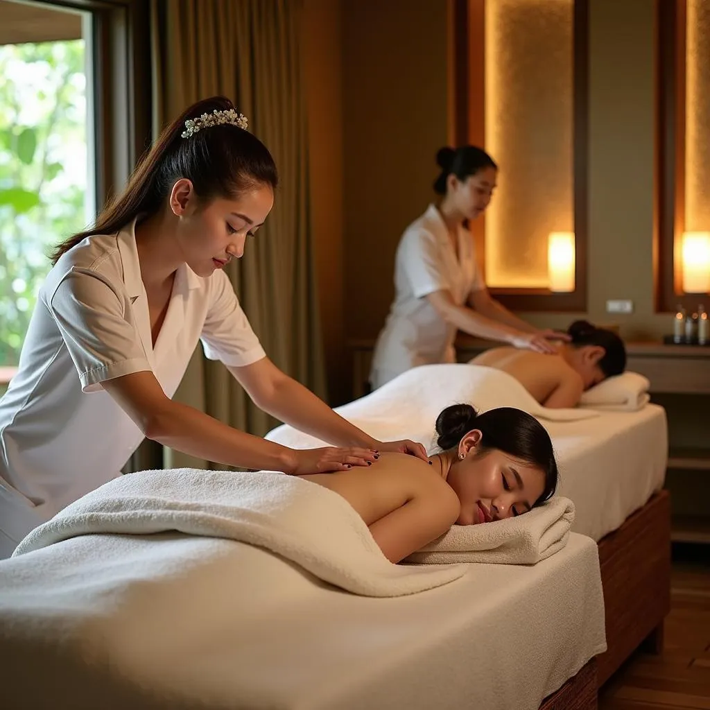 Relaxing massage treatment at Zeavola's tranquil spa