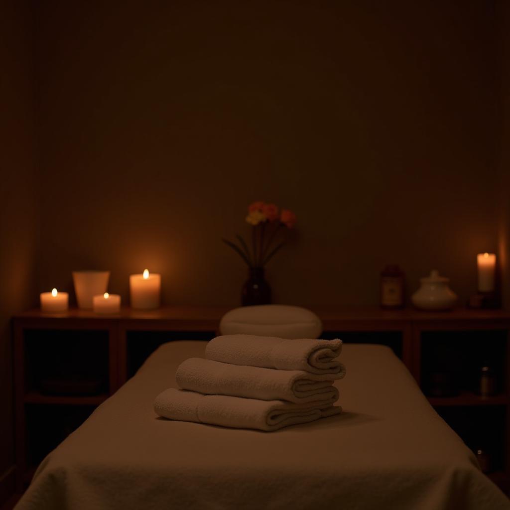 Relaxing Spa Environment with Candles and Towels