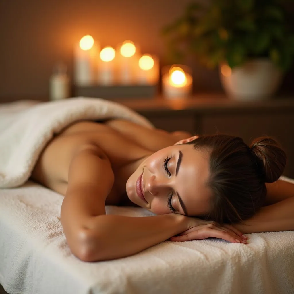 Woman Enjoying a Relaxing Spa Treatment