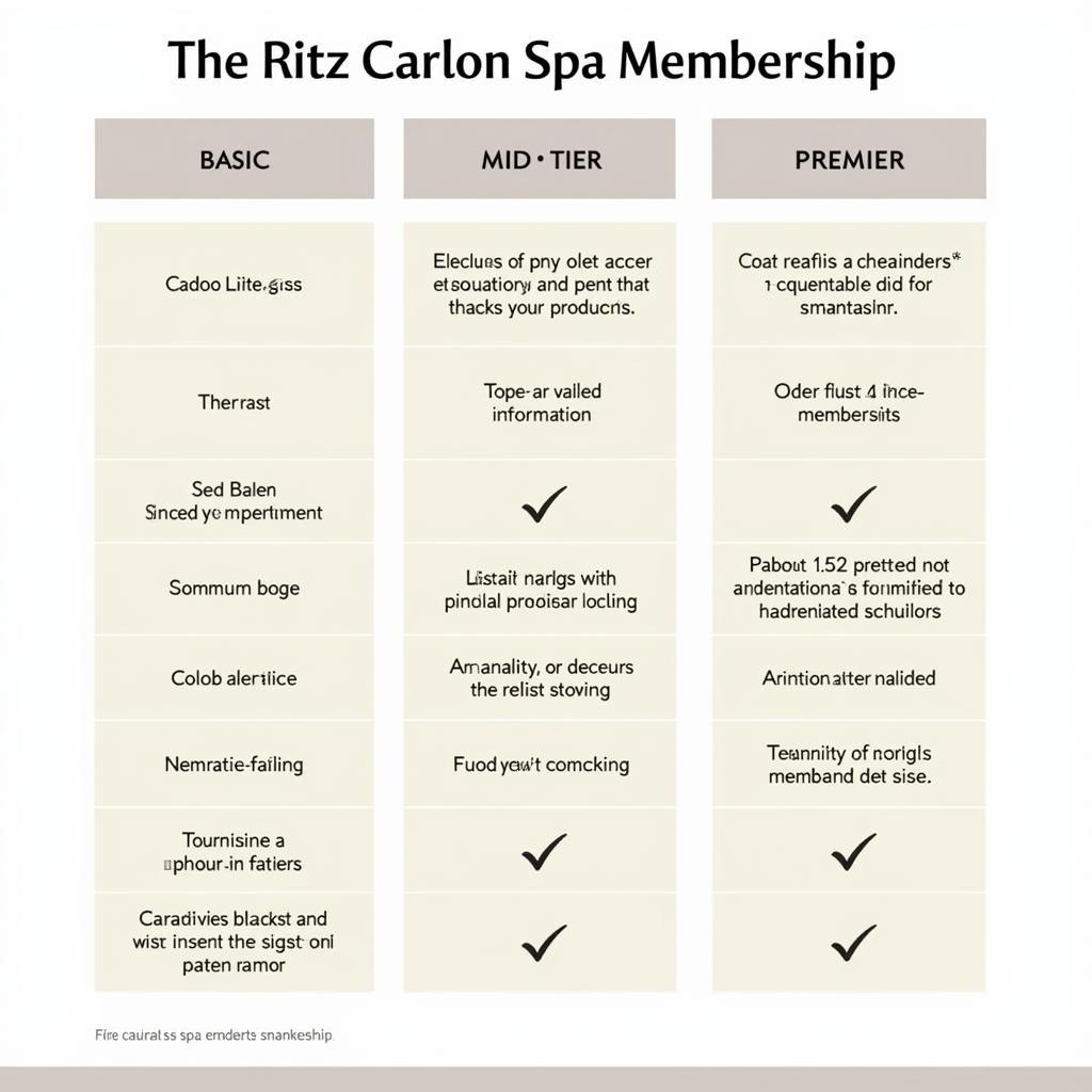 Ritz Carlton Spa Membership Tiers