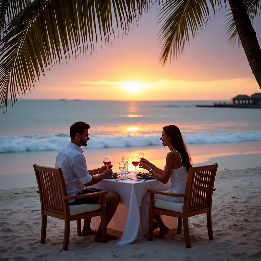 Romantic Dinner on the Beach at Angsana Velavaru