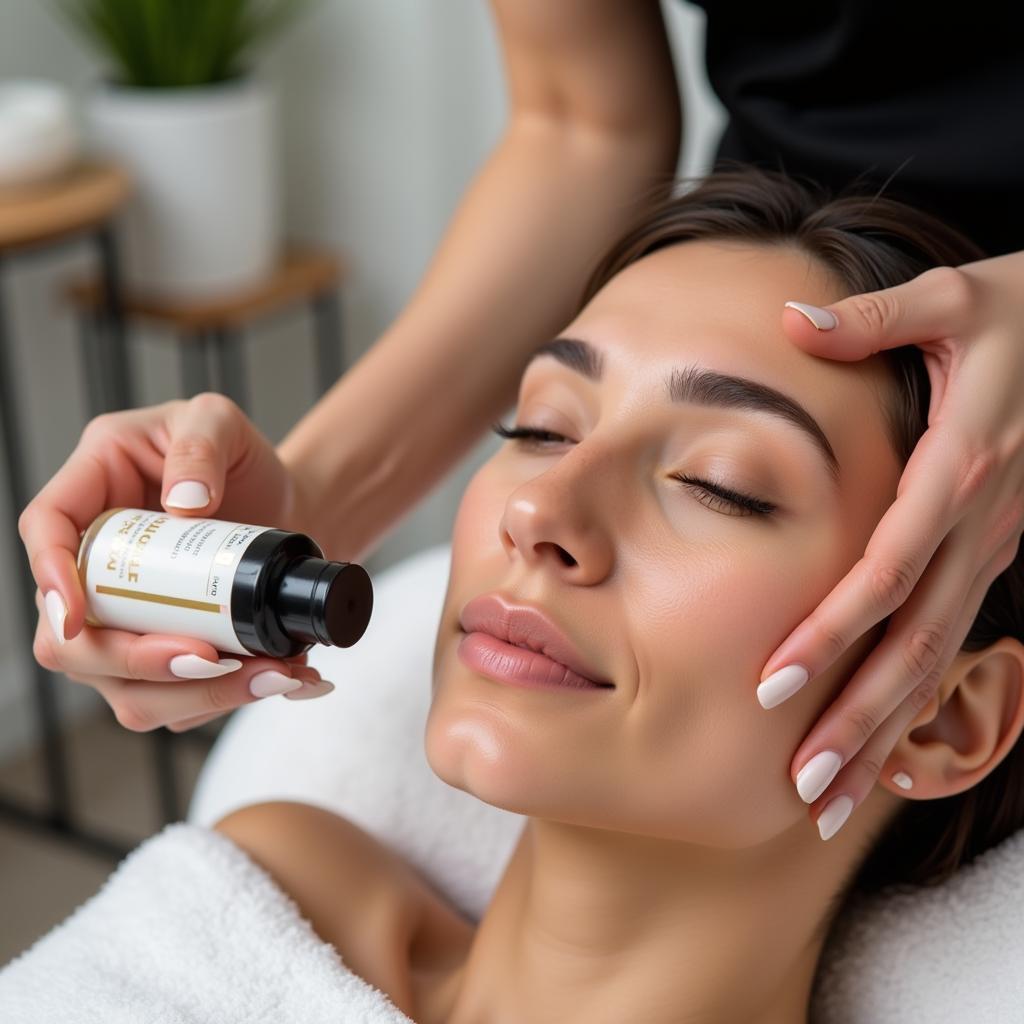 Close-up of a facial treatment at Ronchi Mario Spa