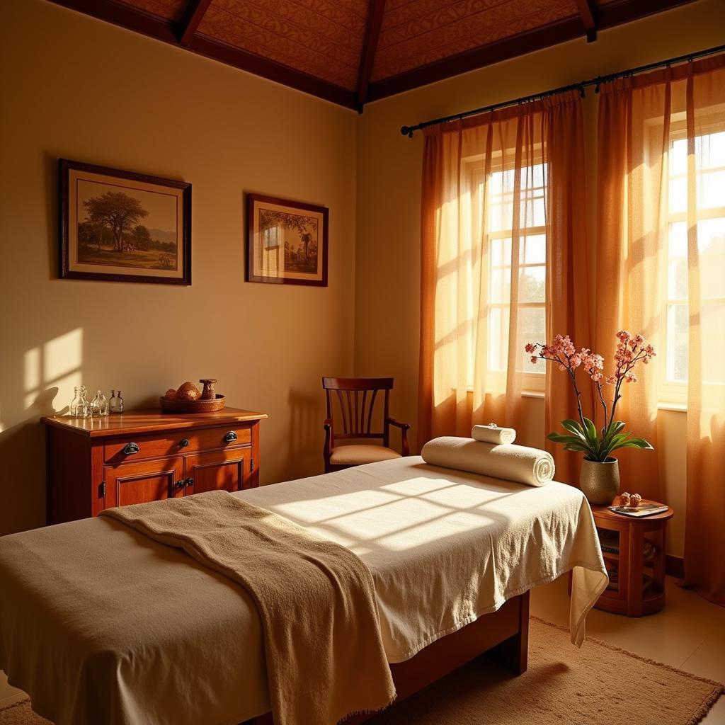 Tranquil treatment room at The Royal Heritage Hotel & Ayurvedic Spa