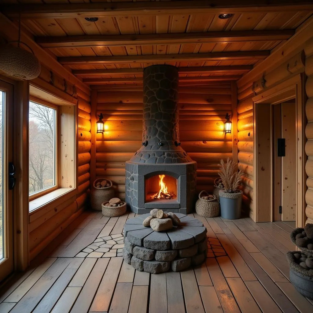 Traditional Russian Banya Interior