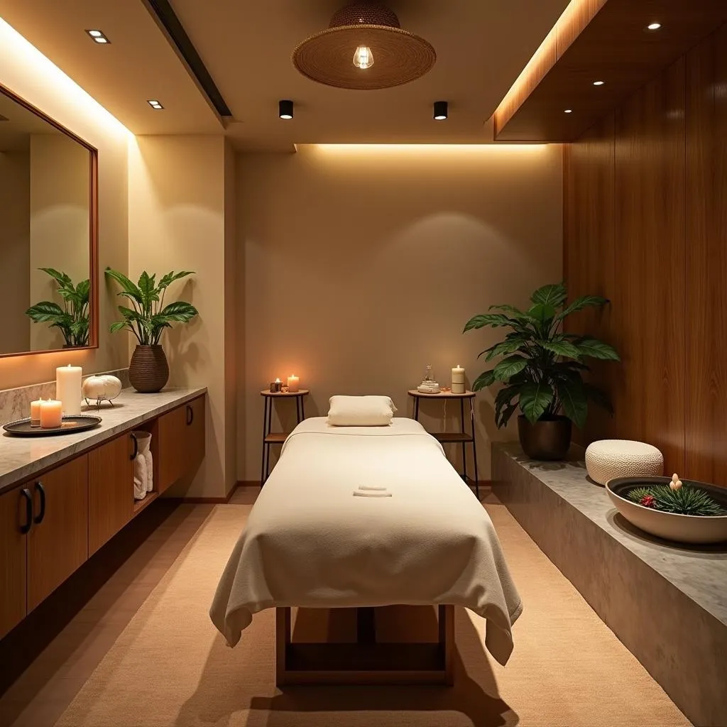 Soothing and serene spa treatment room at Sabaai